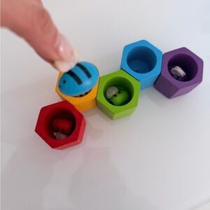 Montessori Toys Colorful Wooden Bee Hive Sorting Toy Set